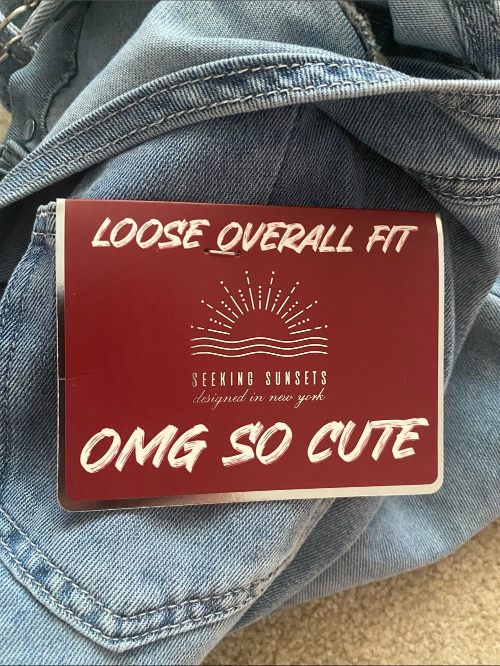 Seeking sunsets NWT loose fit jean overalls XXS - Picture 4 of 6